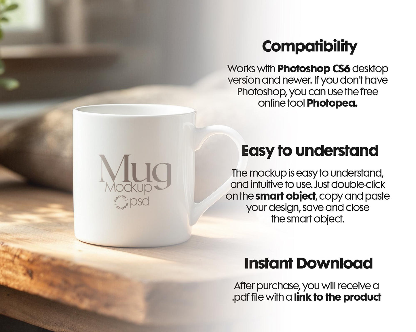 White 11oz Mug Mockup PSD, White Ceramic Cup Mockup, Coffee Mug Mockup, White Coffee Mug 11oz Mug Mockup, PSD Smart Layer Mockup