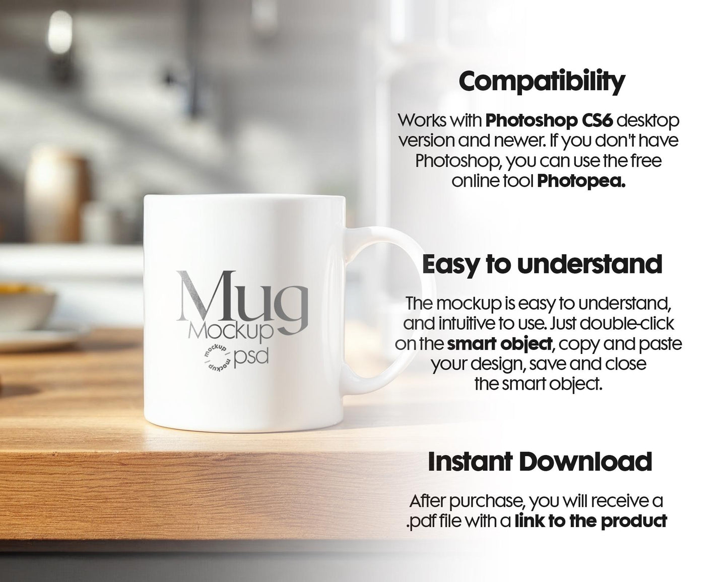 White 11oz Mug Mockup PSD, White Ceramic Cup Mockup, Coffee Mug Mockup, White Coffee Mug 11oz Mug Mockup, PSD Smart Layer Mockup