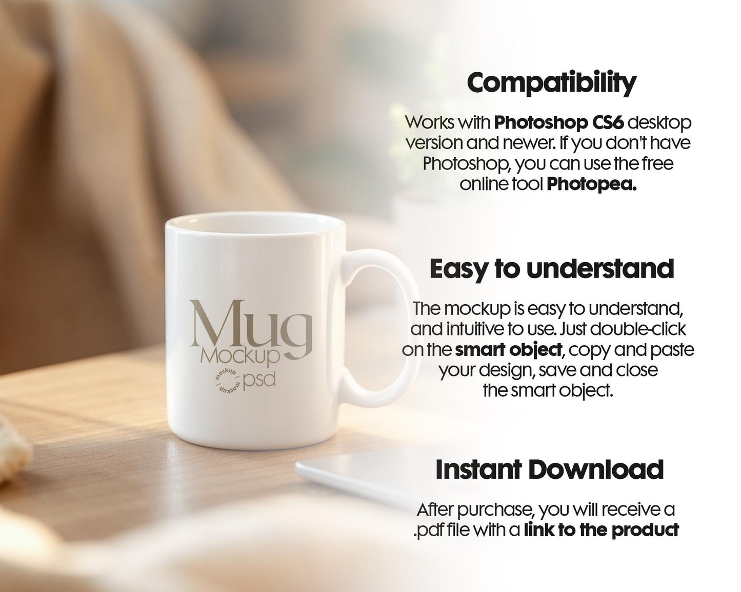 White 11oz Mug Mockup PSD, White Ceramic Cup Mockup, Coffee Mug Mockup, White Coffee Mug 11oz Mug Mockup, PSD Smart Layer Mockup