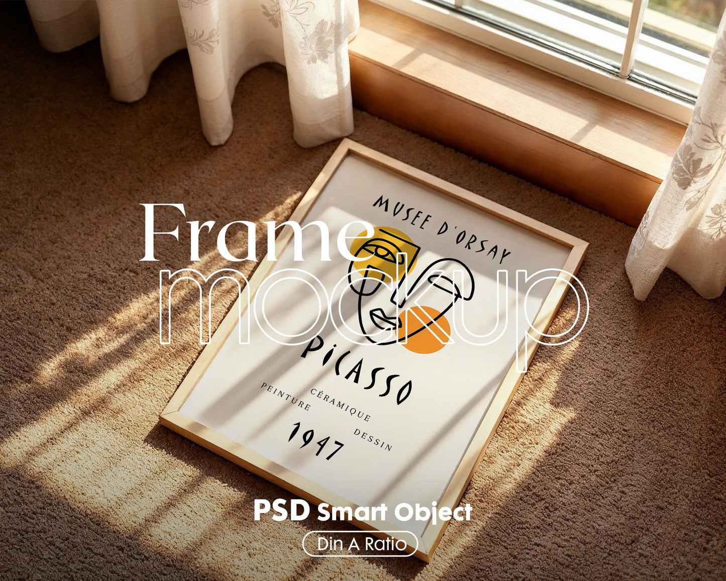 Blank Wooden Poster Frame Mockup, Minimalist Frame Mockup for Digital Download, Posters and Artwork Smart Object Instant Download