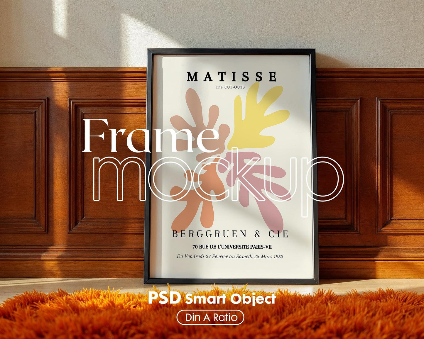 Blank Wooden Poster Frame Mockup, Minimalist Frame Mockup for Digital Download, Posters and Artwork Smart Object Instant Download