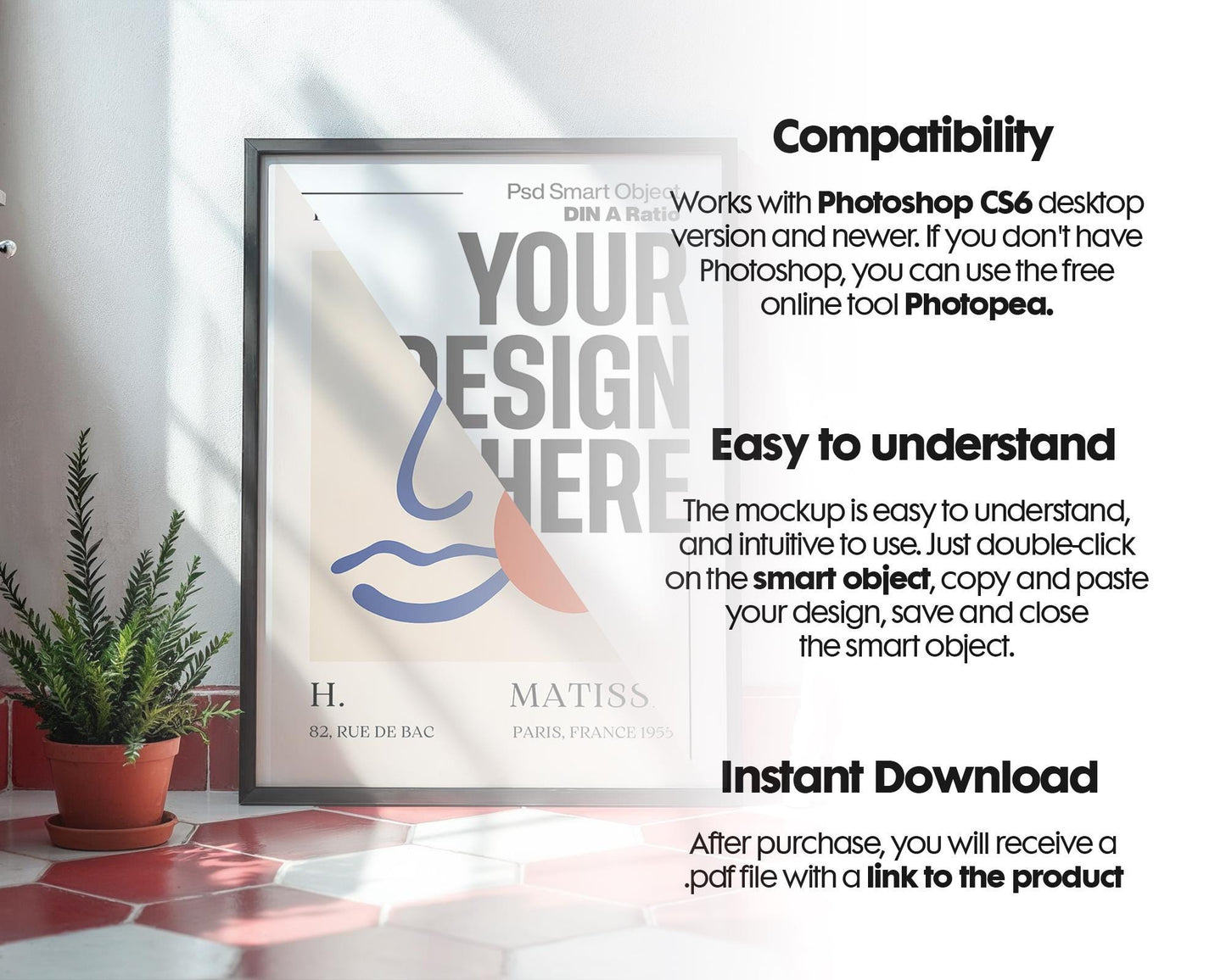 Kitchen Frame Mockup | DIN A Artwork Mockup Frames | Aesthetic Kitchen Vertical Wood Frame Mockup | Poster Mockup Templete PSD