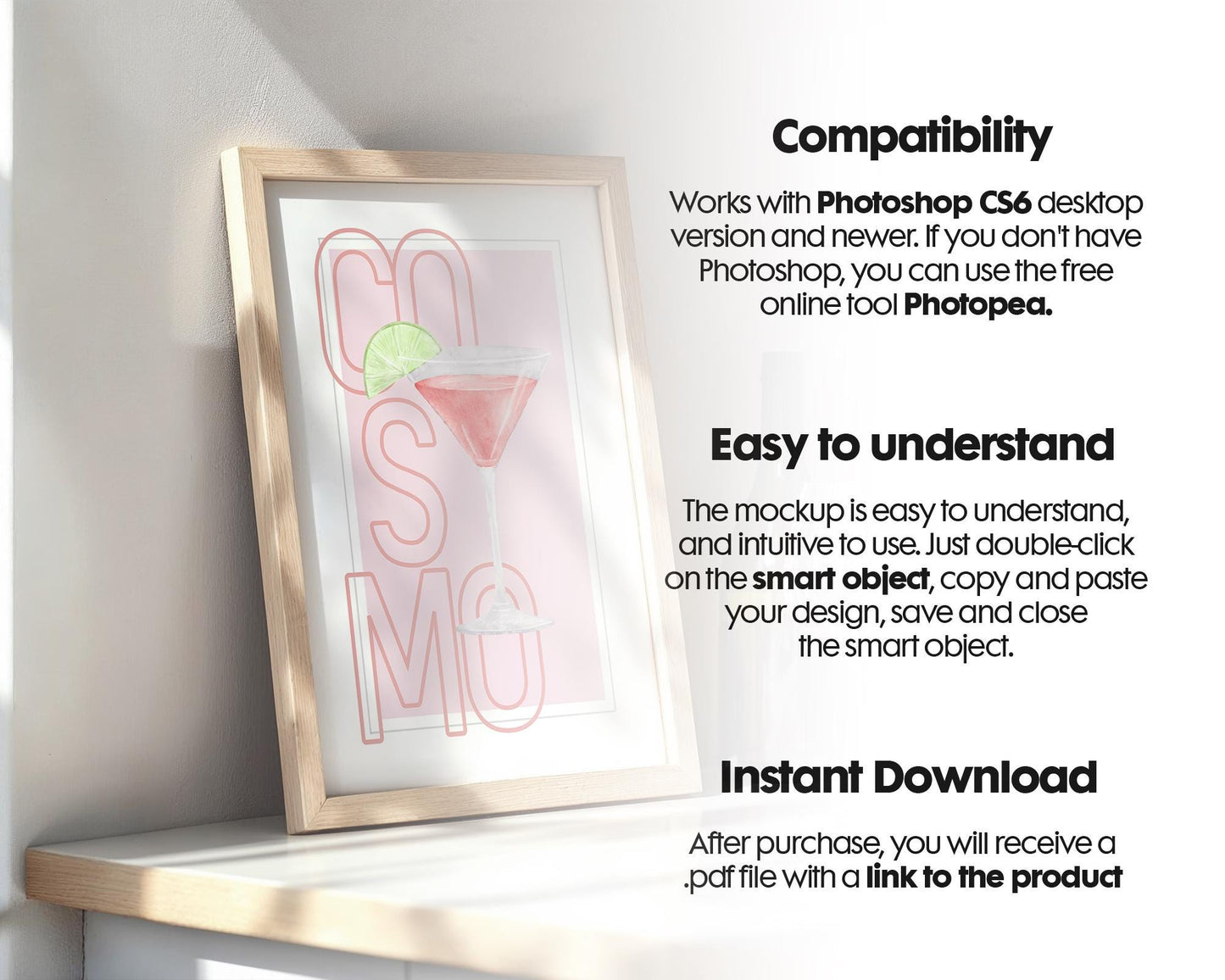 Kitchen Frame Mockup | DIN A Artwork Mockup Frames | Aesthetic Kitchen Vertical Wood Frame Mockup | Poster Mockup Templete PSD