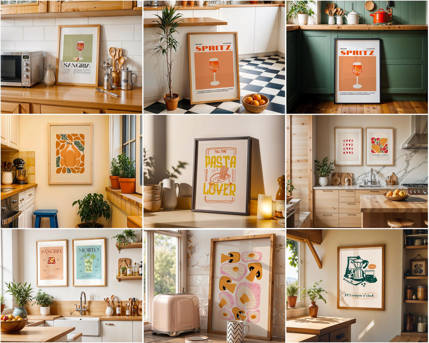 Kitchen Frame Mockup Bundle 65+ PSD Kitchen Poster Frames Din A Ratio Mockups for Recipes & Food Art