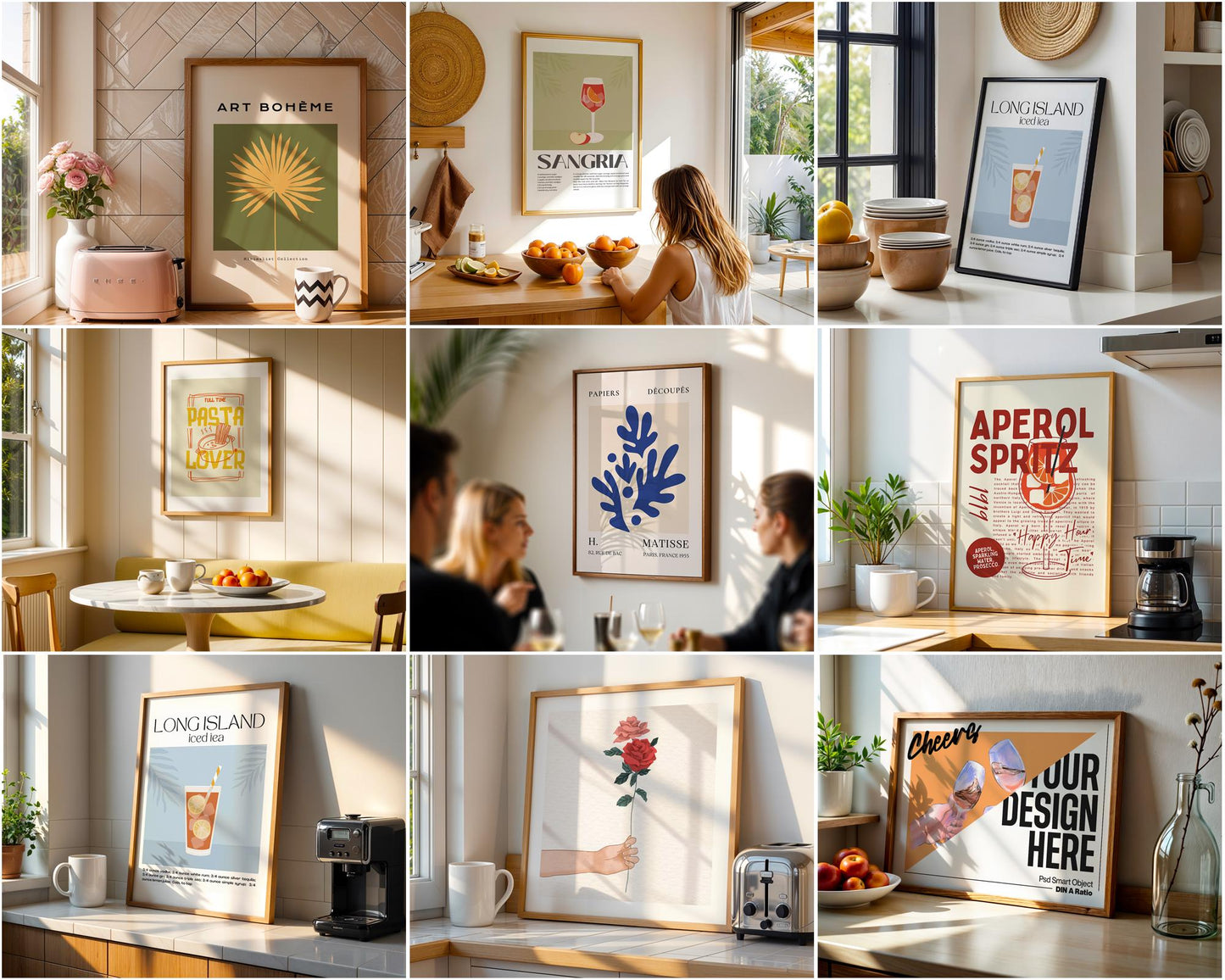 Kitchen Frame Mockup Bundle 65+ PSD Kitchen Poster Frames Din A Ratio Mockups for Recipes & Food Art