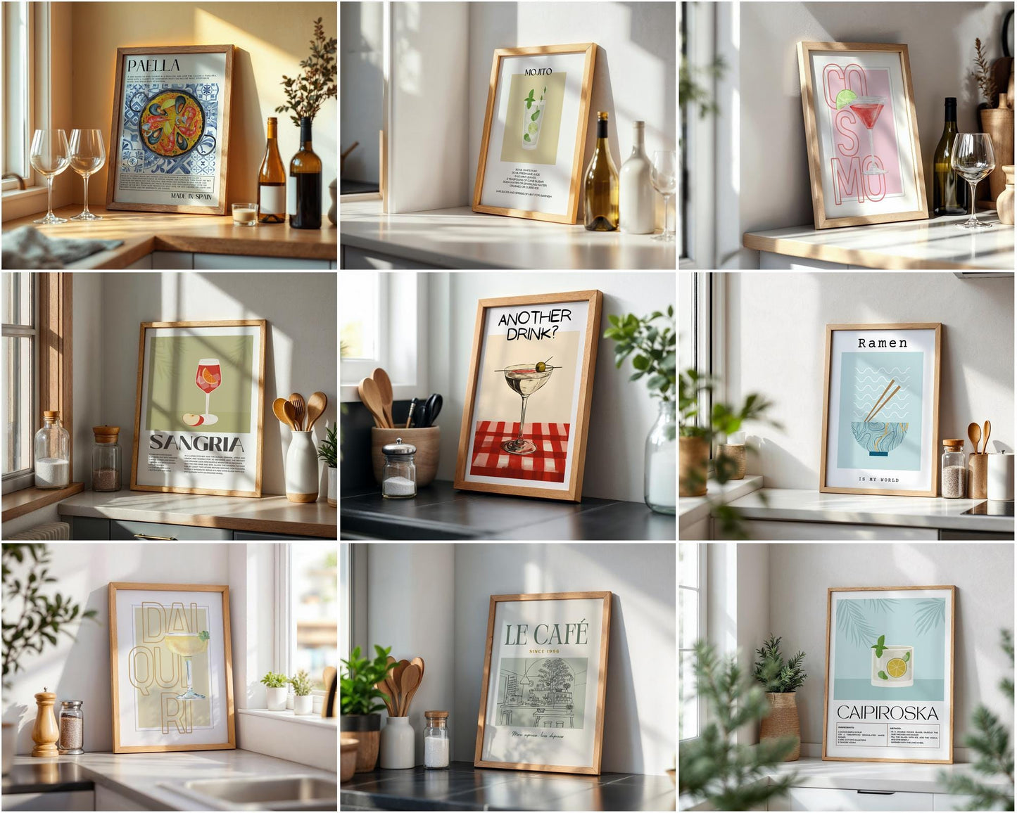 Kitchen Frame Mockup Bundle 65+ PSD Kitchen Poster Frames Din A Ratio Mockups for Recipes & Food Art