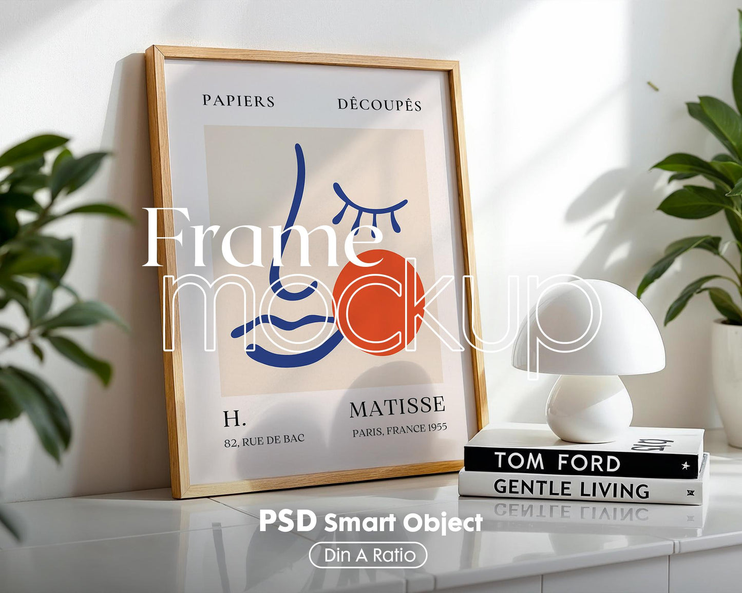 Blank Wooden Poster Frame Mockup, Minimalist Frame Mockup for Digital Download, Posters and Artwork Smart Object Instant Download