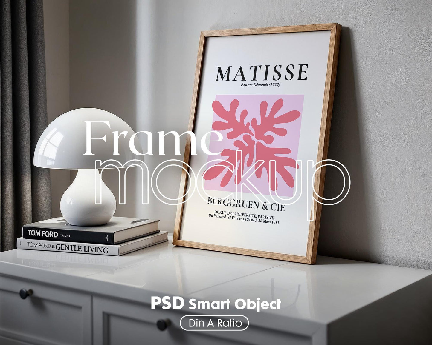 Blank Wooden Poster Frame Mockup, Minimalist Frame Mockup for Digital Download, Posters and Artwork Smart Object Instant Download