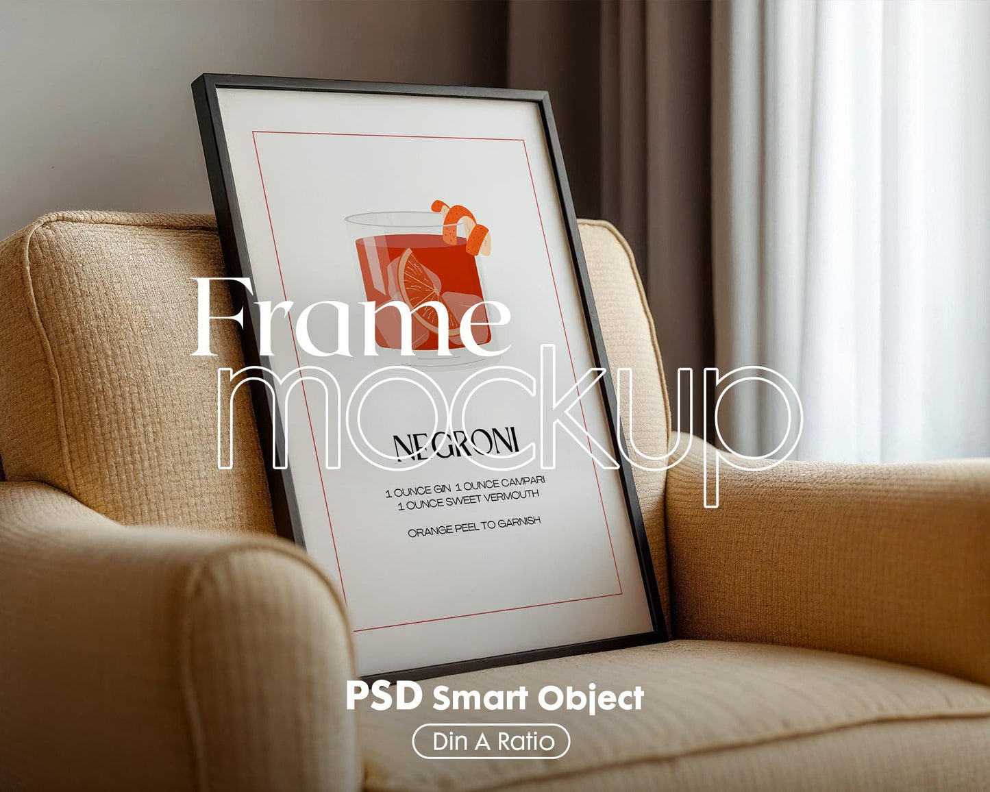 Blank Wooden Poster Frame Mockup, Minimalist Frame Mockup for Digital Download, Posters and Artwork Smart Object Instant Download