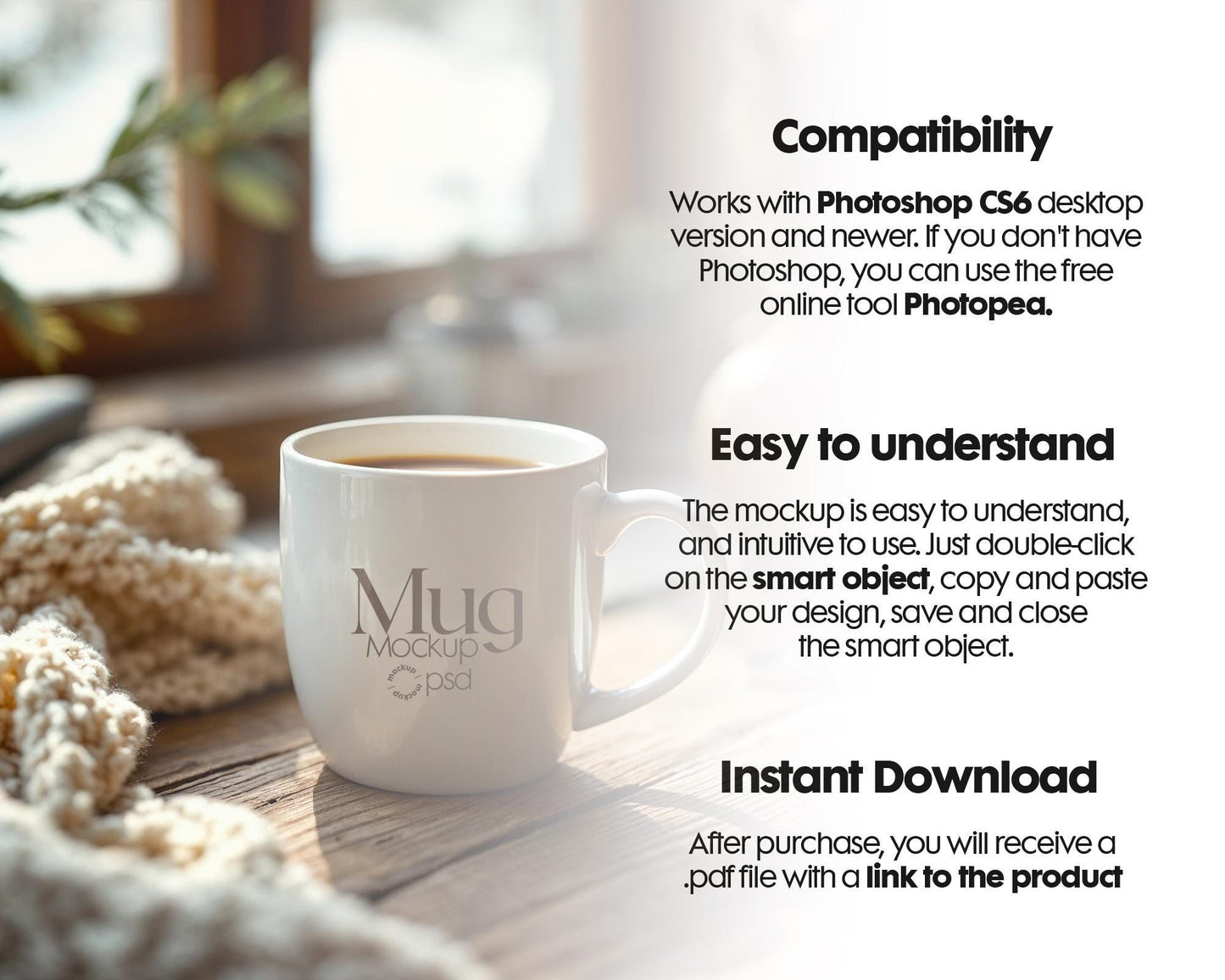 White 11oz Mug Mockup PSD, White Ceramic Cup Mockup, Coffee Mug Mockup, White Coffee Mug 11oz Mug Mockup, PSD Smart Layer Mockup