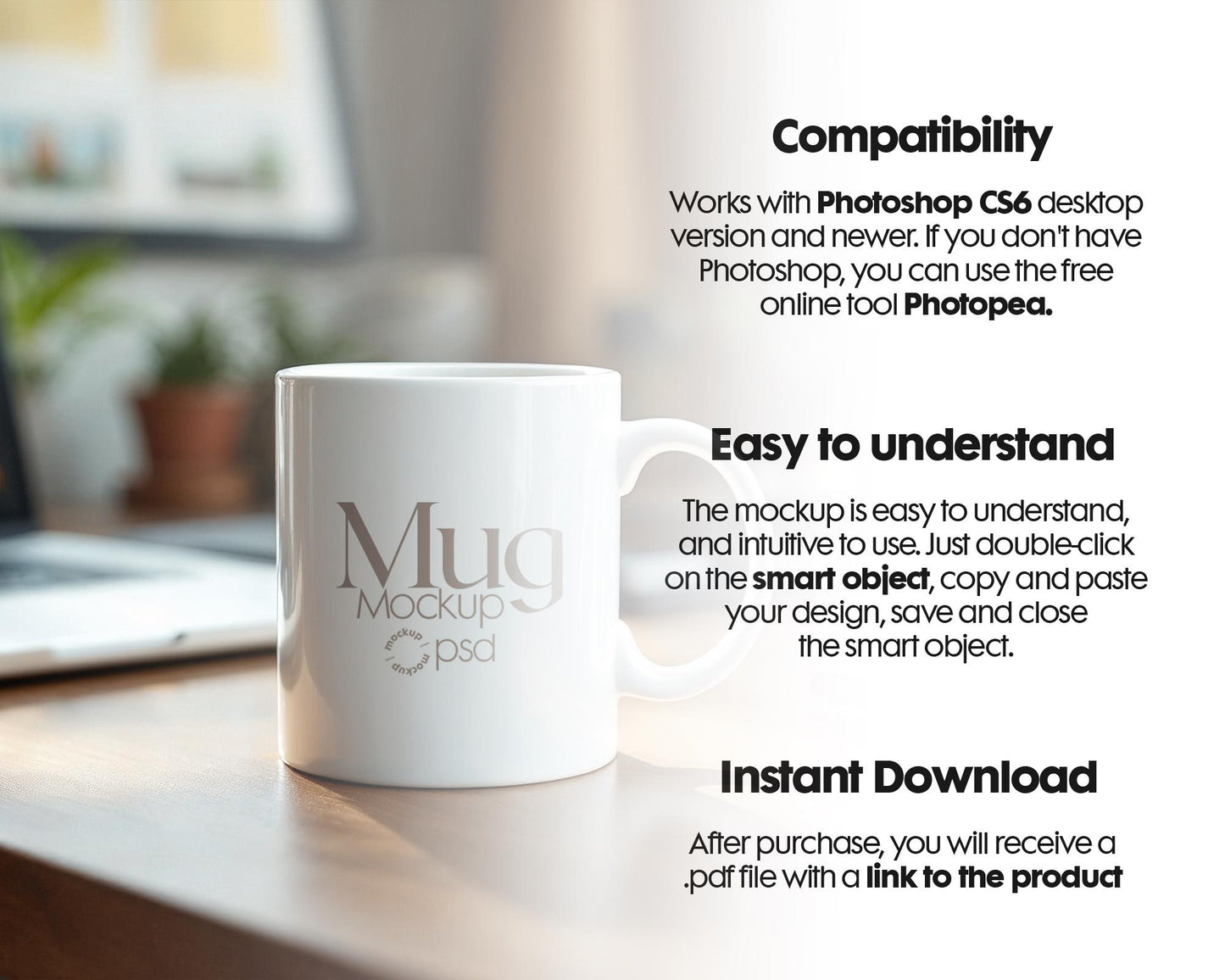 White 11oz Mug Mockup PSD, White Ceramic Cup Mockup, Coffee Mug Mockup, White Coffee Mug 11oz Mug Mockup, PSD Smart Layer Mockup