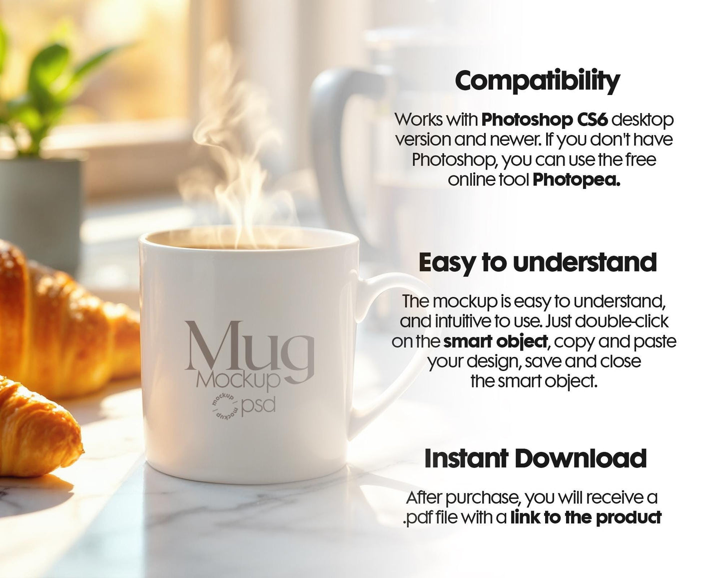 White 11oz Mug Mockup PSD, White Ceramic Cup Mockup, Coffee Mug Mockup, White Coffee Mug 11oz Mug Mockup, PSD Smart Layer Mockup