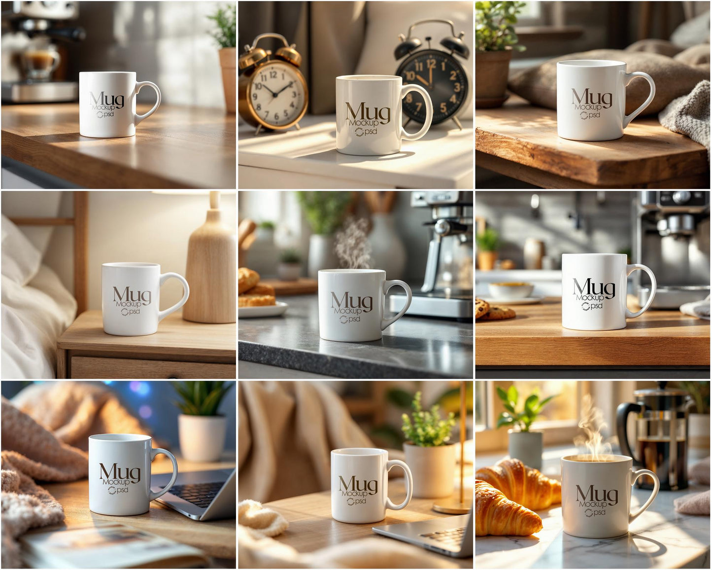 Mug Mockup Bundle - White Ceramic Cup & Coffee Mug 11oz PSD Mockup with Smart Layer, Perfect for Custom Designs