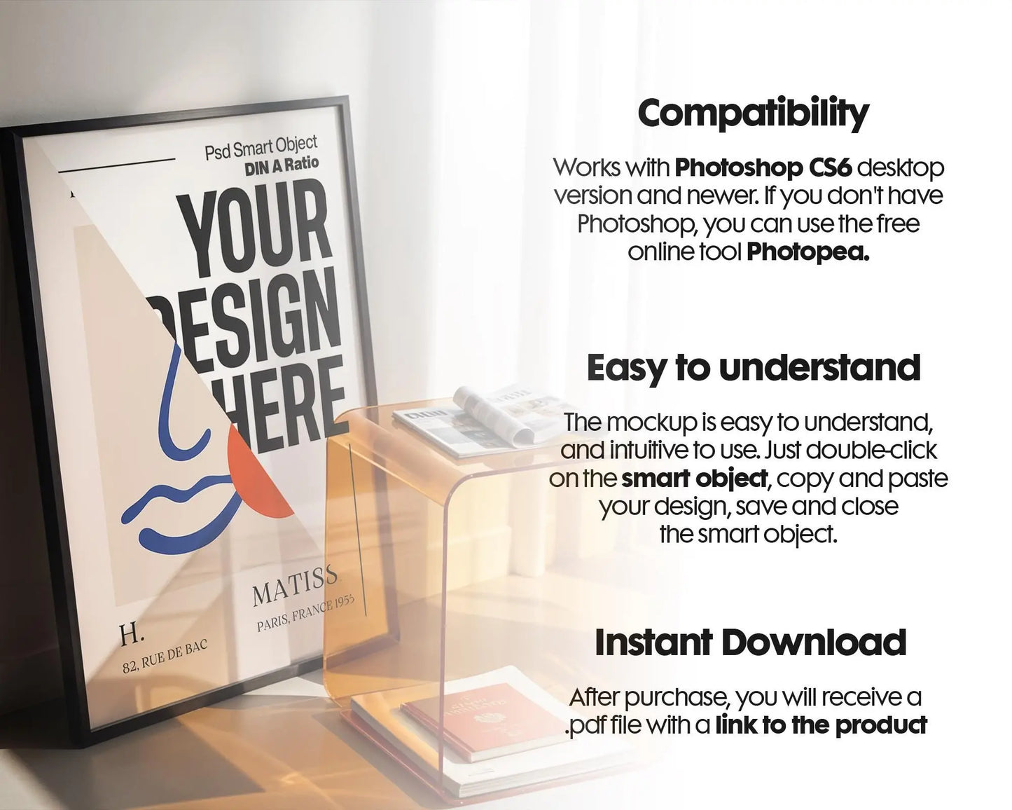Interior Frame Mockup Collection | DIN A Artwork Mockup Frames | Interior Wall Art | Interior Poster Shop Mockup