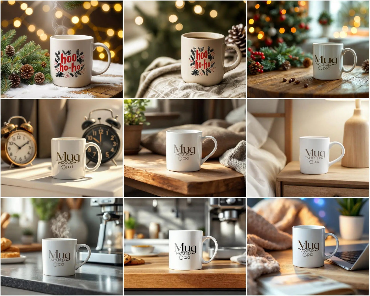 Mug Mockup Bundle - White Ceramic Cup & Coffee Mug 11oz PSD Mockup with Smart Layer, Perfect for Custom Designs