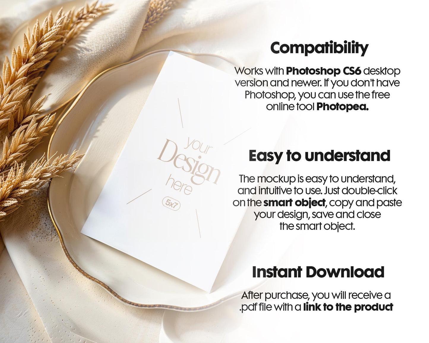 5x7 Card Mockup PSD | Minimalist White Stationery Mockup for Wedding, Baby Shower, Invitation & Event Cards, PSD Smart Object