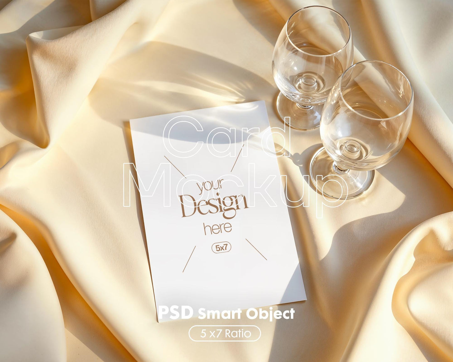 5x7 Card Mockup PSD | Minimalist White Stationery Mockup for Wedding, Baby Shower & Invitation Cards, Editable Smart Object Template