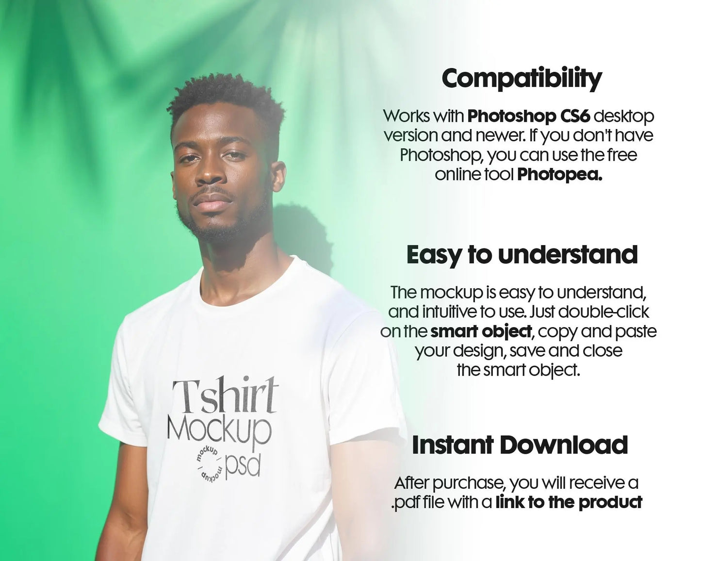 Male Model White T-Shirt Mockup PSD, Gildan & Bella Canvas 3001, African Model Tee Template for Custom Apparel Design