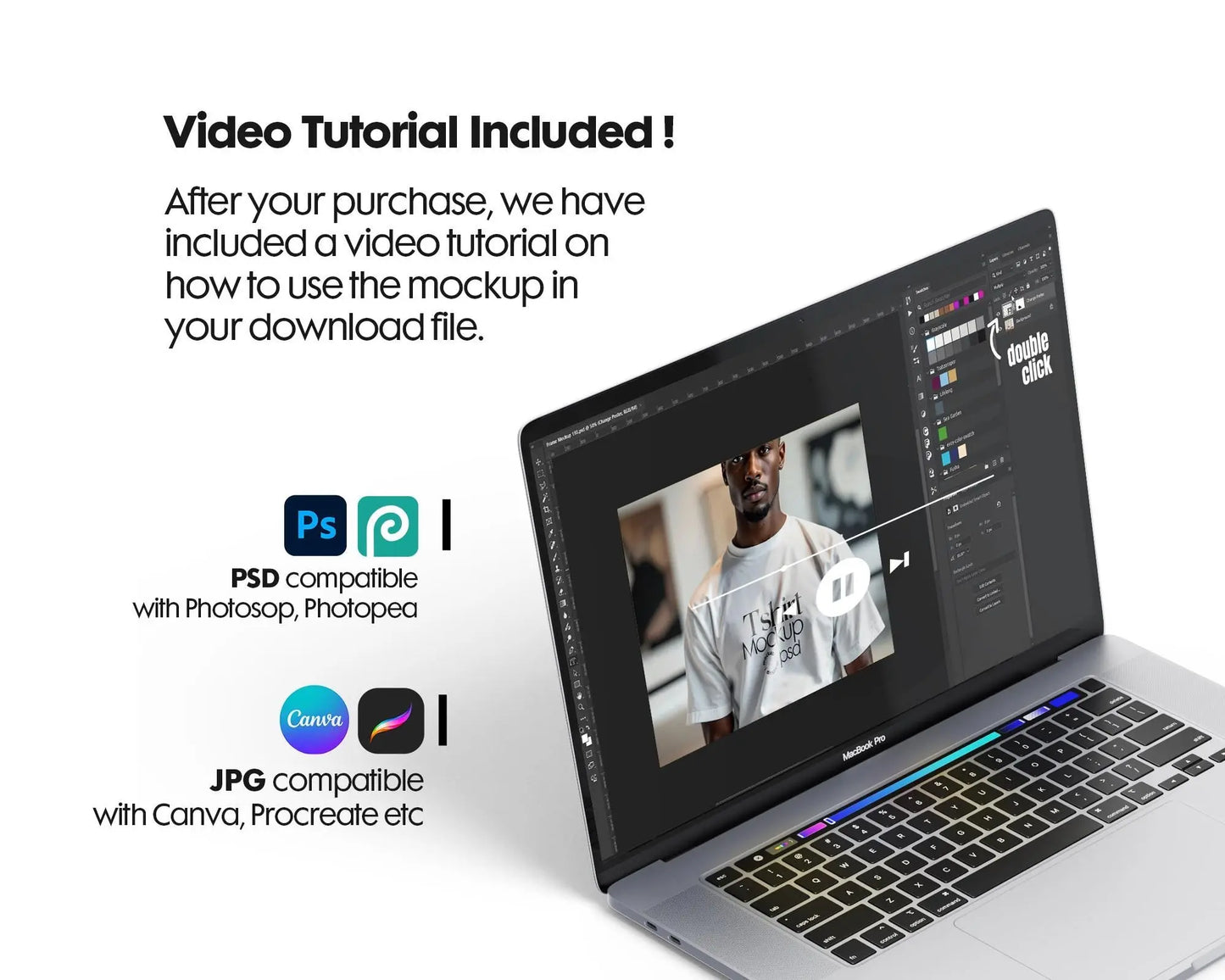 Male Model White T-Shirt Mockup PSD, Gildan & Bella Canvas 3001, African Model Tee Template for Custom Apparel Design