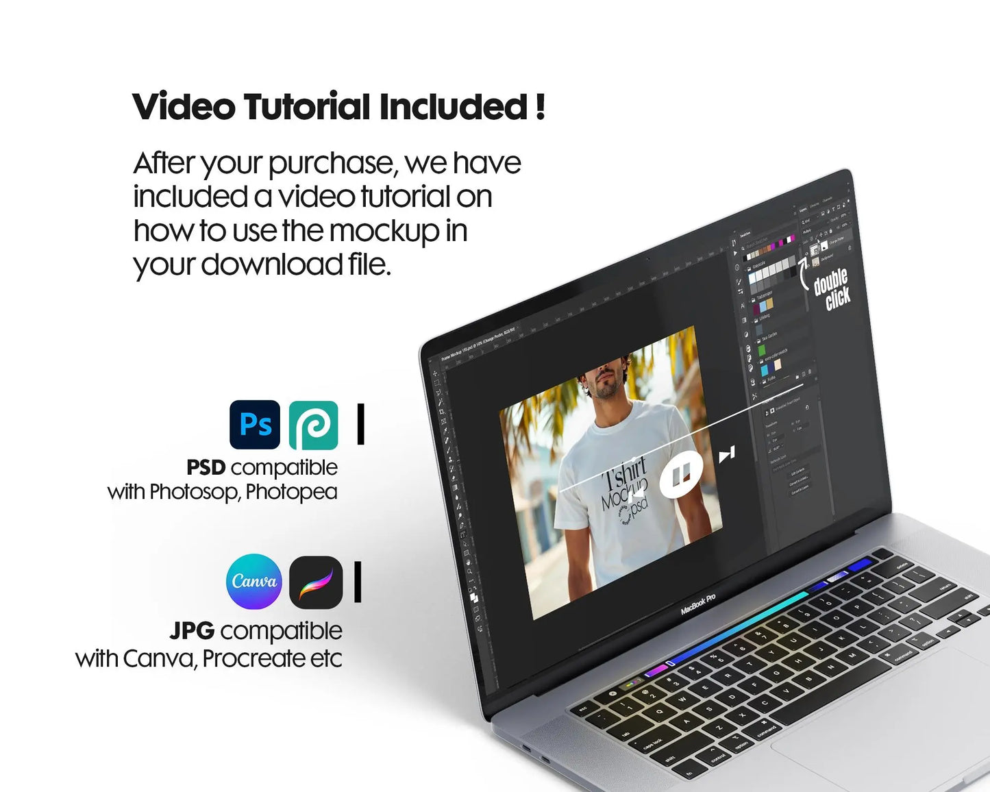 Male Model White T-Shirt Mockup PSD - Gildan & Bella Canvas 3001 Template for Custom Apparel Design, PSD Smart Object