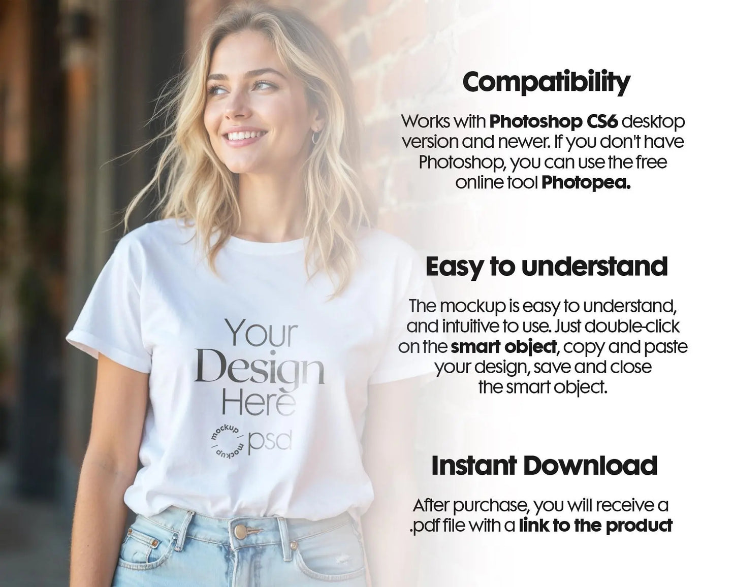 Woman White Tshirt Mockup PSD , Gildan T-shirt Mockup PSD , Gildan 64000 Model Mockup PSD, White Shirt Mockup