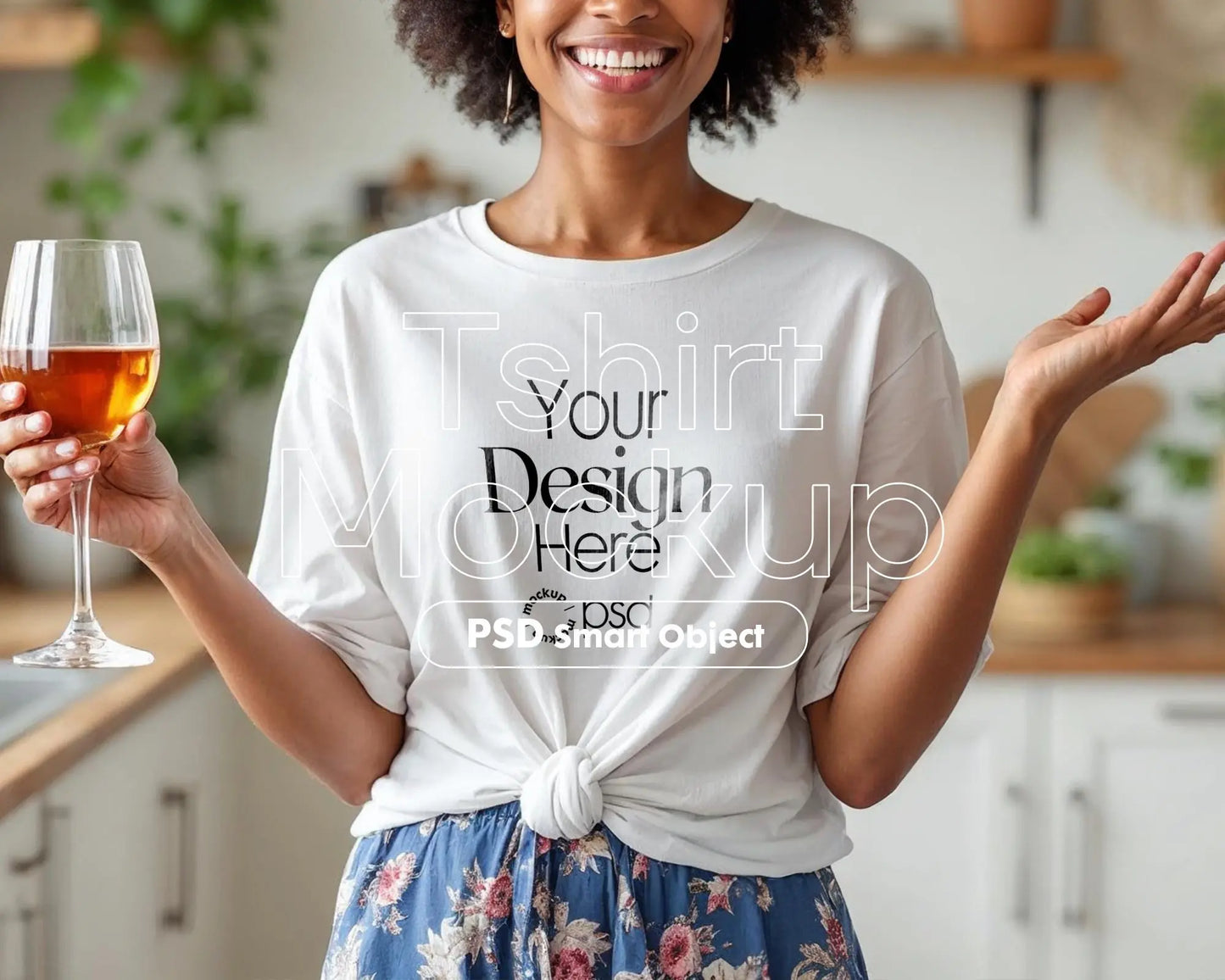 Woman White T-Shirt Mockup PSD | Gildan 64000 & Bella Canvas 3001 Print on Demand Tee Mockups for Designers, Boho Style Tshirt
