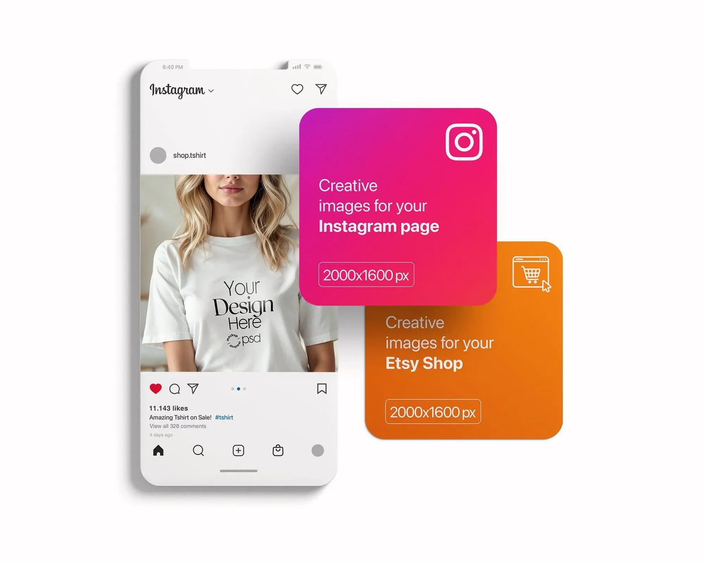 Woman White T-Shirt Mockup PSD | Gildan 64000 & Bella Canvas 3001 Print on Demand Tee Mockups for Designers, Boho Style Tshirt