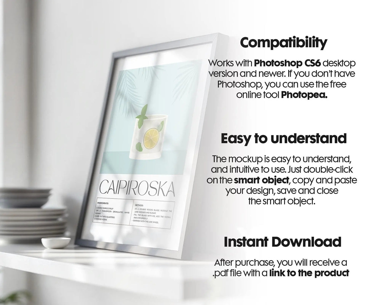 Kitchen Frame Mockup | DIN A Artwork Mockup Frames | Aesthetic Kitchen Vertical Wood Frame Mockup | Poster Mockup Templete PSD