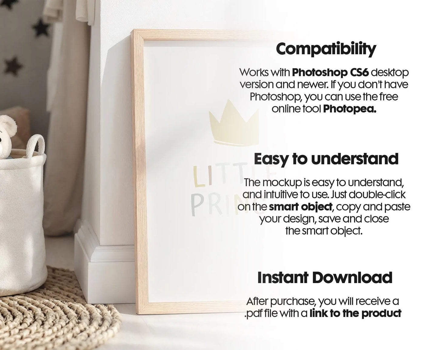 Frame Nursery Mockup in Home Interior PSD | Nursery Frame Mockup Frames | Nursery Wall Poster | Poster Shop Mockup