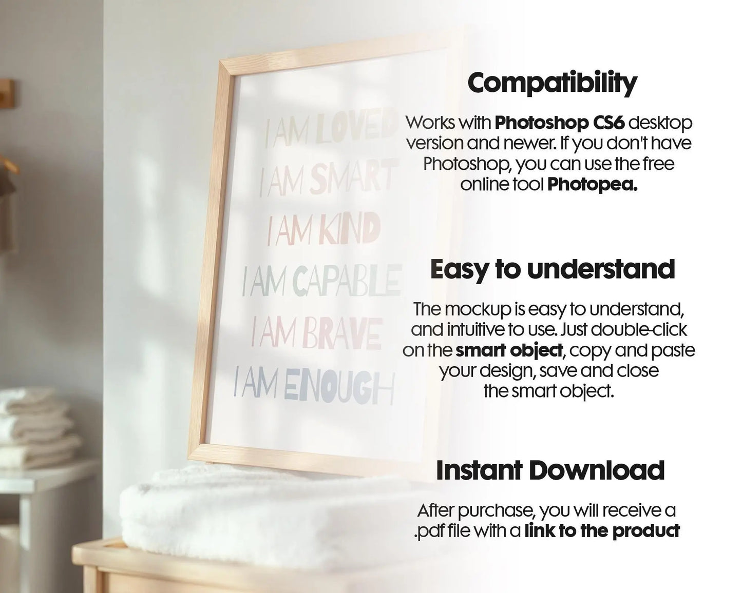 Frame Nursery Mockup in Home Interior PSD | Nursery Frame Mockup Frames | Nursery Wall Poster | Poster Shop Mockup