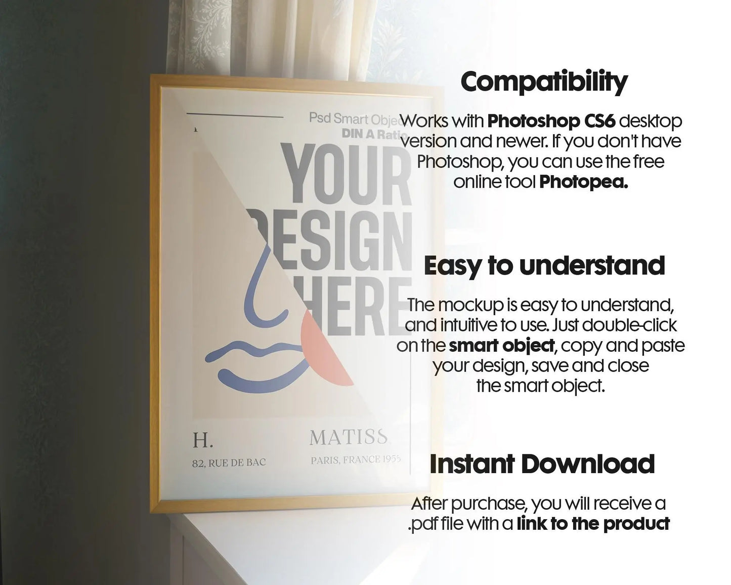Interior Frame Mockup PSD | Frame Mockup Frames | Interior Wall Art | Interior Poster Shop Mockup