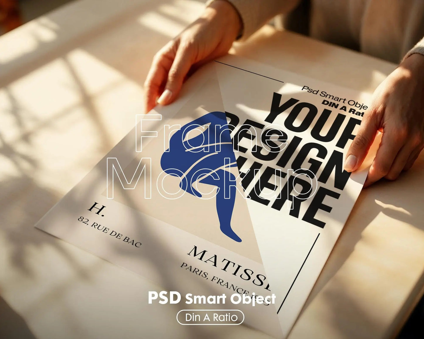 Poster Mockup with Person ISO A DIN Ratio | Minimal Modern PSD Photoshop & Photopea Template