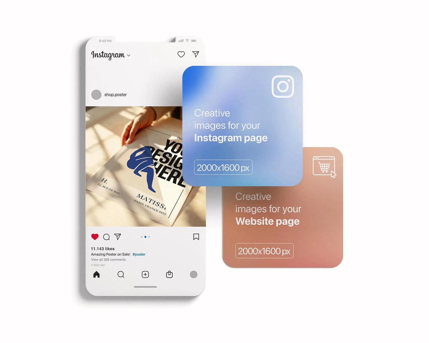 Poster Mockup with Person ISO A DIN Ratio | Minimal Modern PSD Photoshop & Photopea Template