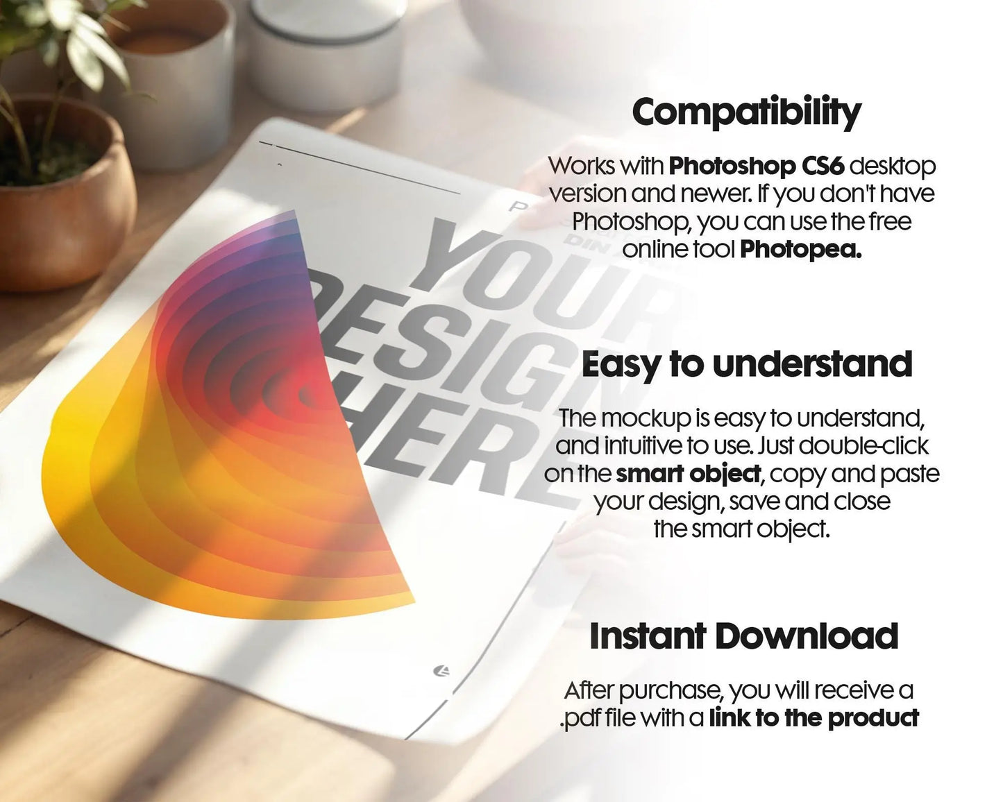 Poster Mockup with Person ISO A DIN Ratio | Minimal Modern PSD Photoshop & Photopea Template