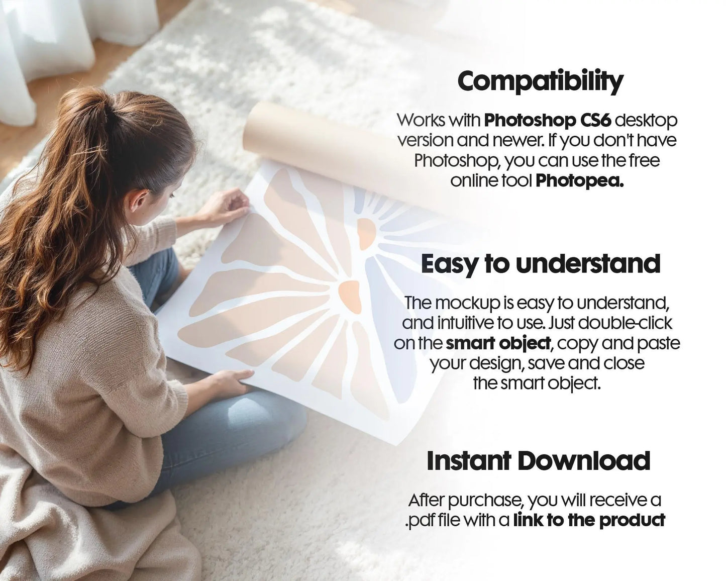 Poster Mockup with Person ISO A DIN Ratio | Minimal Modern PSD Photoshop & Photopea Template
