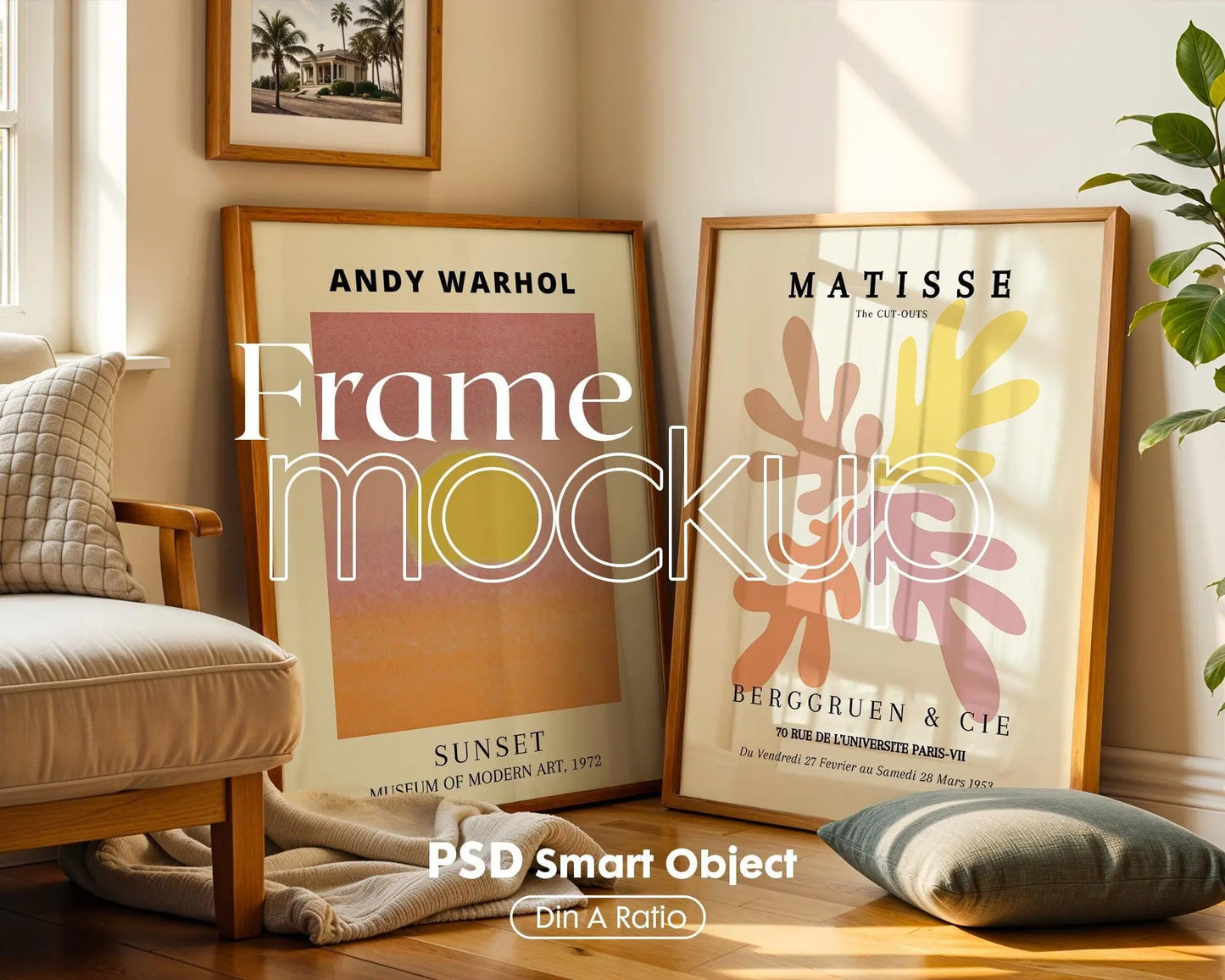 2 Frames Mockup PSD, Mockup Frames, Double Frames Mockup, Set of 2 Mock Up, Wall Art Display, Poster Mockup, Interior Wall Poster Mockup PSD