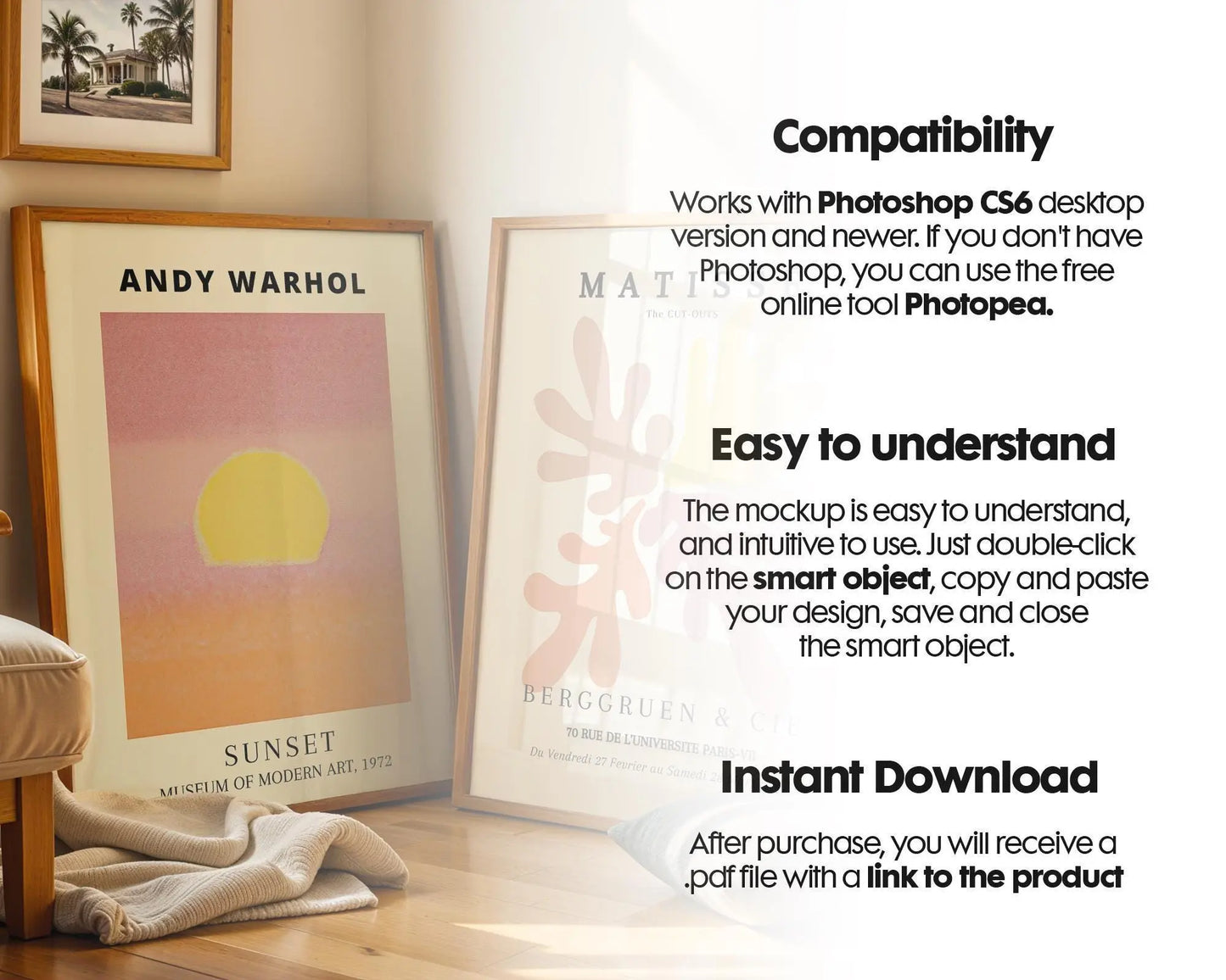 2 Frames Mockup PSD, Mockup Frames, Double Frames Mockup, Set of 2 Mock Up, Wall Art Display, Poster Mockup, Interior Wall Poster Mockup PSD