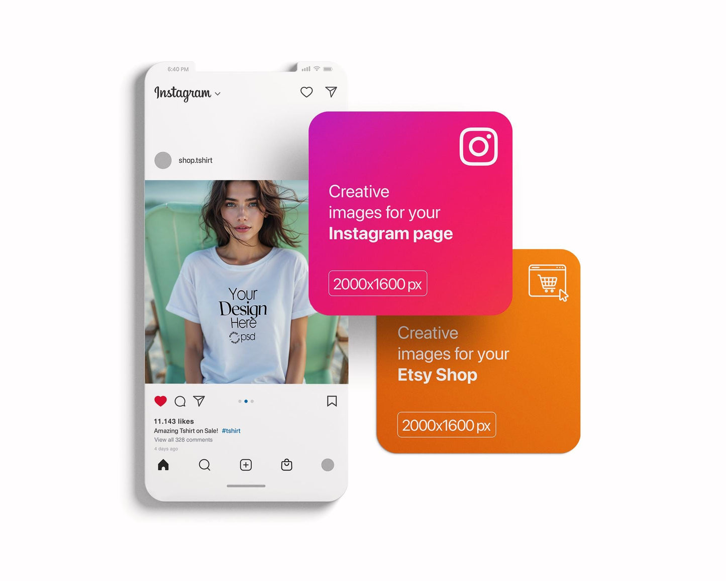 Bella Canvas 3001 White Shirt Mockup PSD - Summer T-Shirt Model Mockup for Design Preview & High-Quality Display