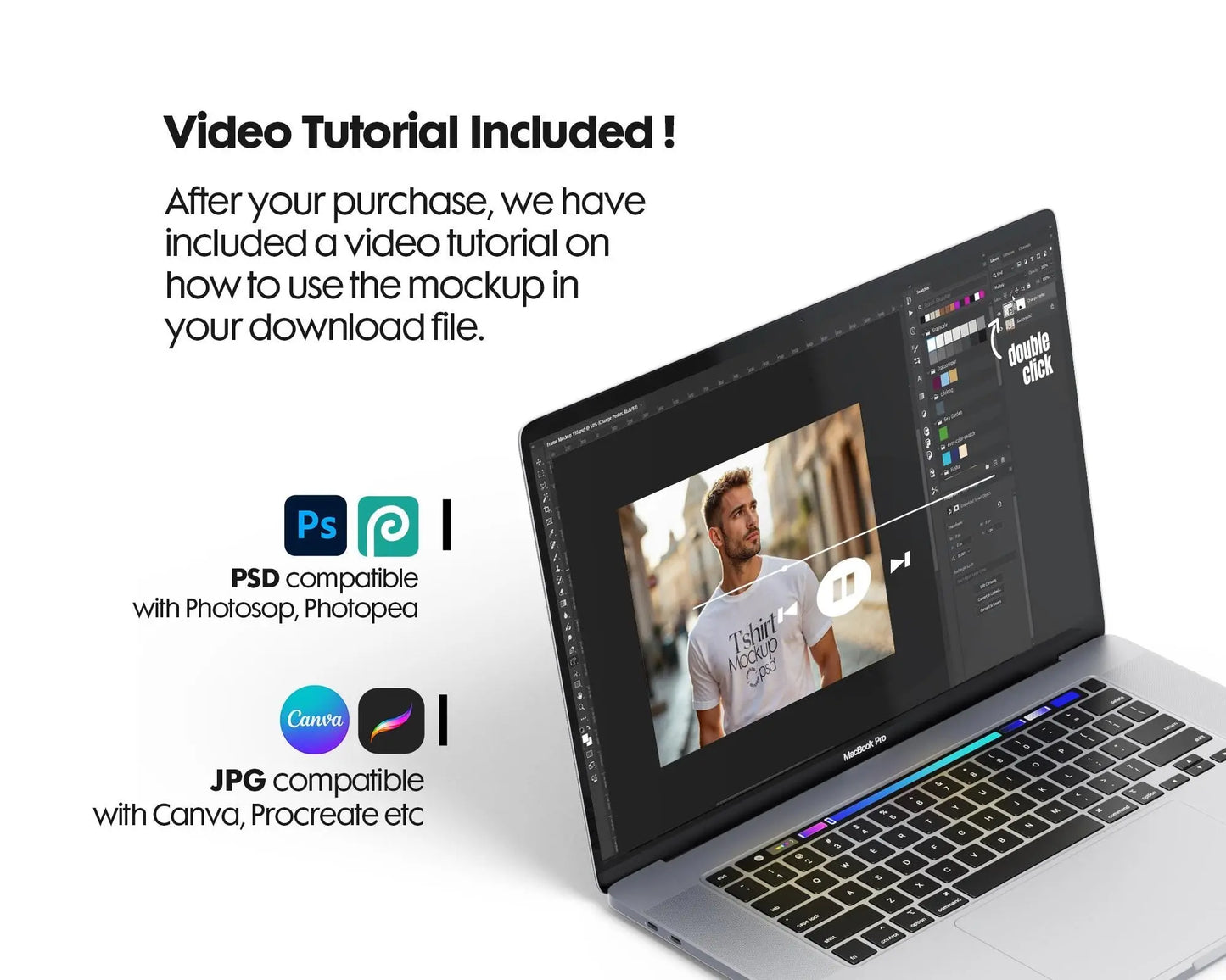 Male Model White T-Shirt Mockup PSD - Gildan & Bella Canvas 3001 Template for Custom Apparel Design, PSD Smart Object