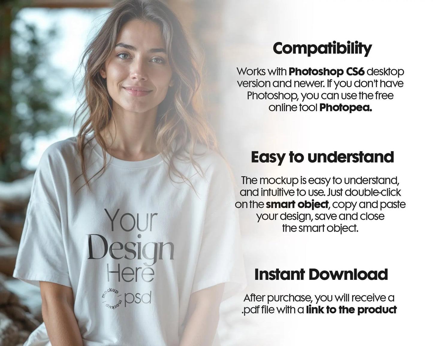 Woman White T-Shirt Mockup PSD | Gildan 64000 & Bella Canvas 3001 Print on Demand Tee Mockups for Designers, Boho Style Tshirt