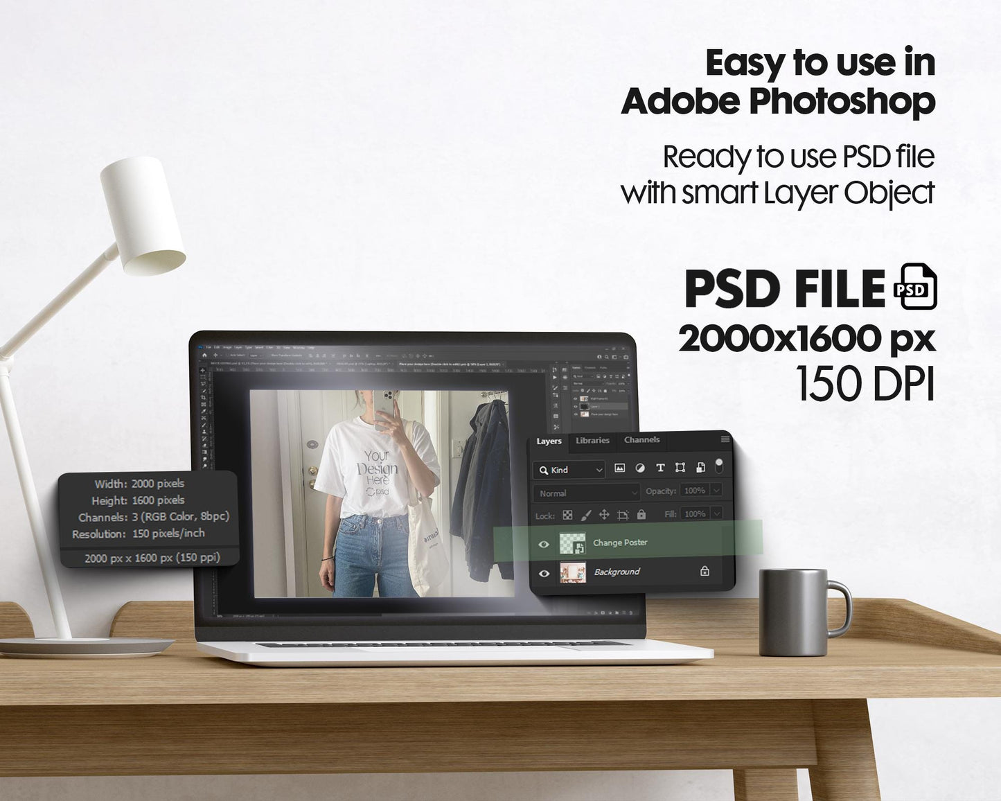 White Shirt Mockup PSD Bella Canvas 3001 T-Shirt Template for Design Preview & High-Quality Display