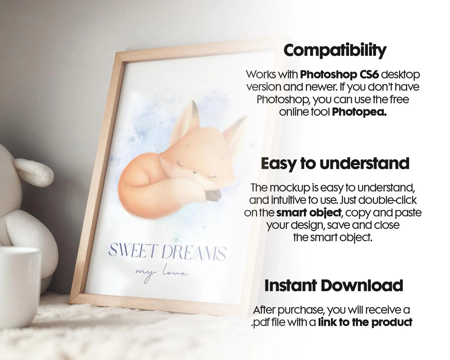 Frame Nursery Mockup in Home Interior PSD | Nursery Frame Mockup Frames | Nursery Wall Poster | Poster Shop Mockup