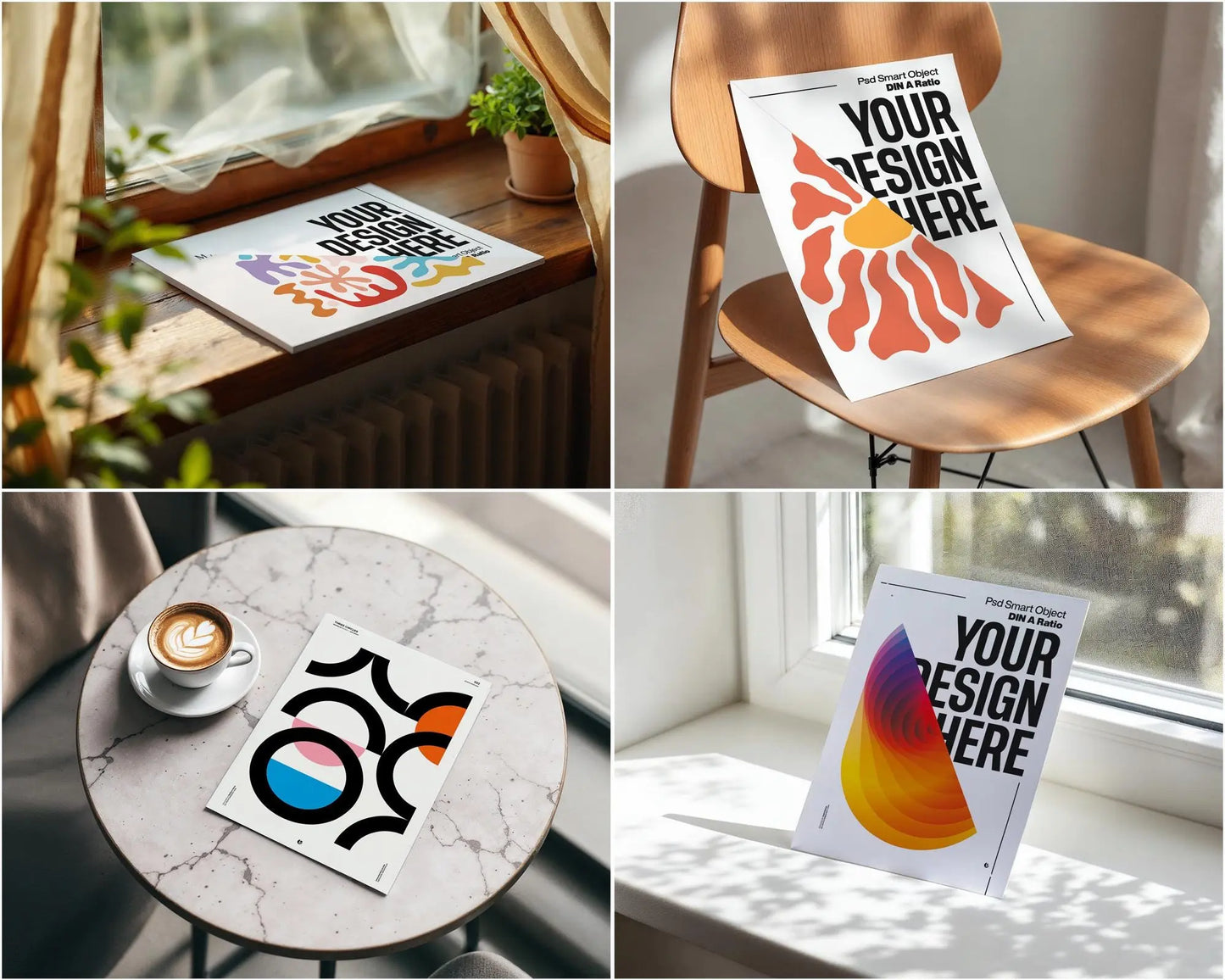 10+ Poster Paper Mockup Bundle PSD with Smart Object | Din A Ratio Photoshop Template for Wall Art & Prints