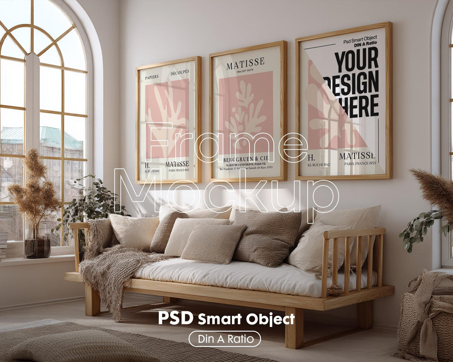 3 Frame Mockup Bundle, Vertical Gallery Set of 3, Digital Print PSD Templates for Art Display & Wall Decor
