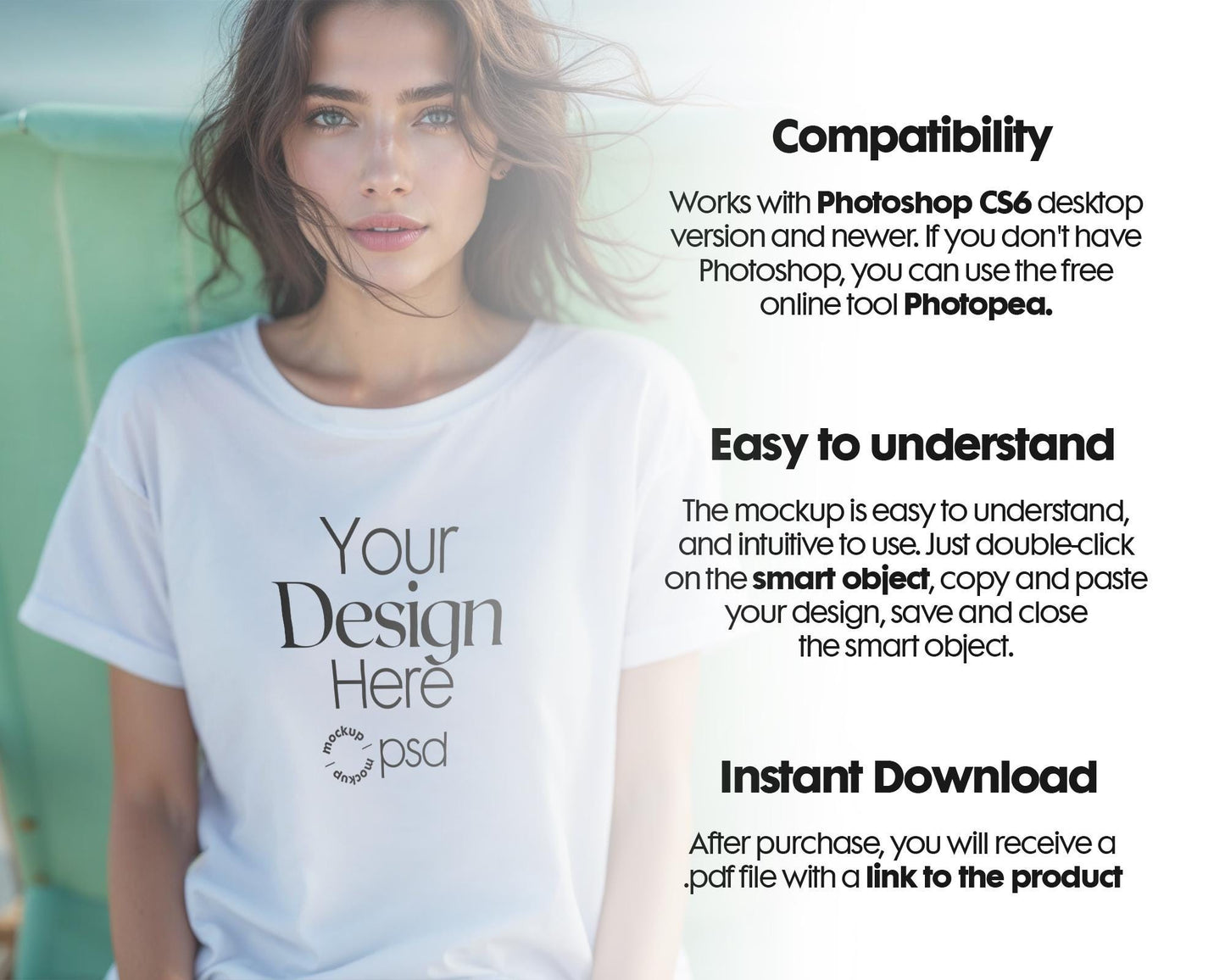 Bella Canvas 3001 White Shirt Mockup PSD - Summer T-Shirt Model Mockup for Design Preview & High-Quality Display