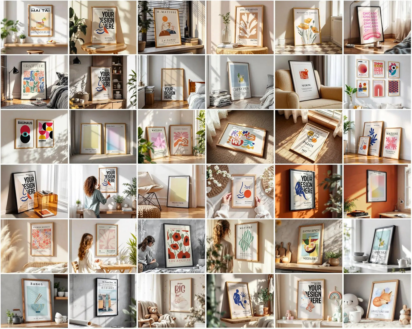 200+ Trendy Frame Mockup PSD Bundle, 200+ Wall Frame Mockup Bundle , PSD Frames Bundle, PSD Smart Object