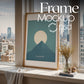 Frame Leaning On Window Sill Mockup | Mockup PSD Smart Object Interior Mockup Frame Mockup PSD Template