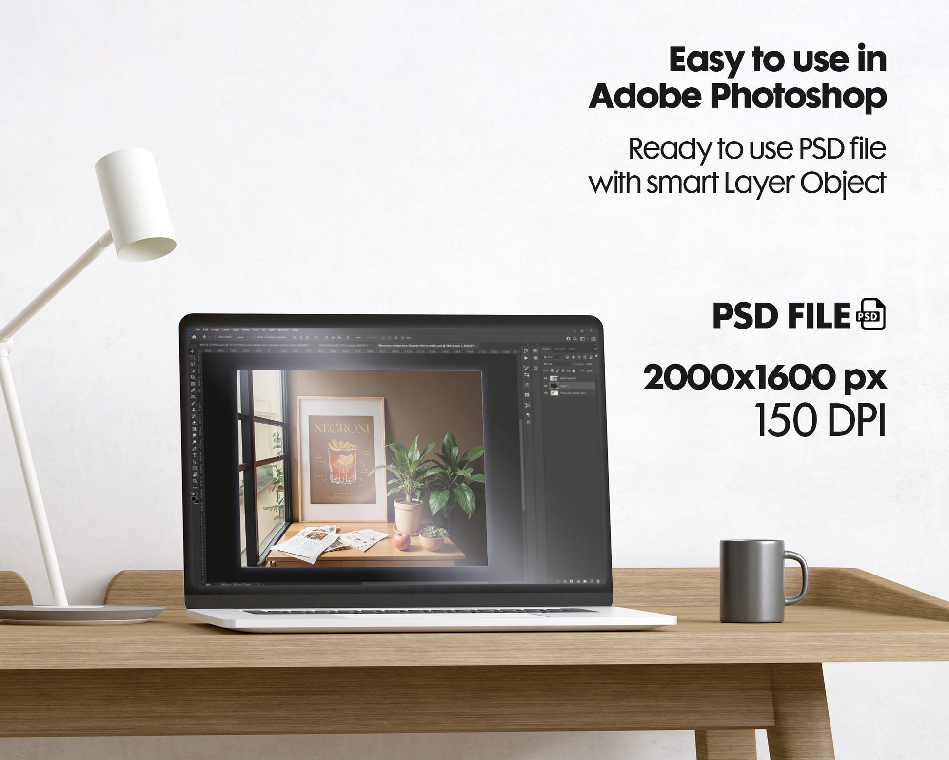 Desk Frame Mockup PSD | Frame Mockup Frames | Interior Wall Art | Desk Poster Shop Mockup