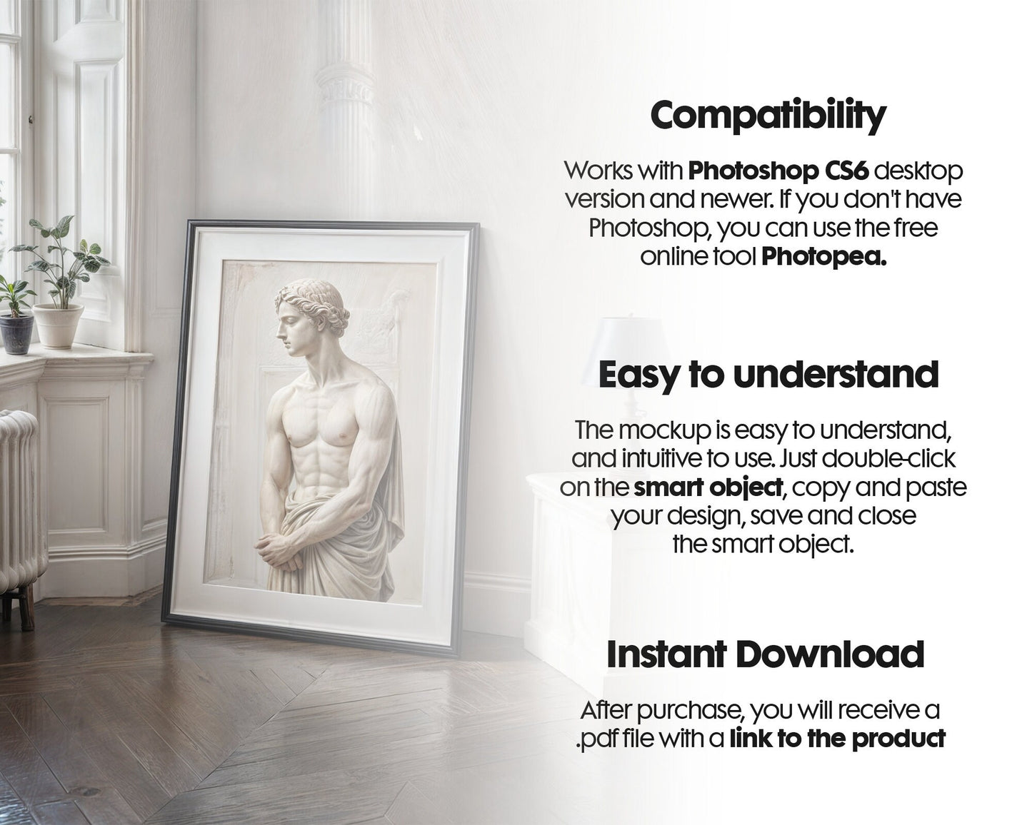 Frame Mockup in Home Interior PSD | Frame Mockup Frames | Interior Wall Poster | Interior Poster Shop Mockup
