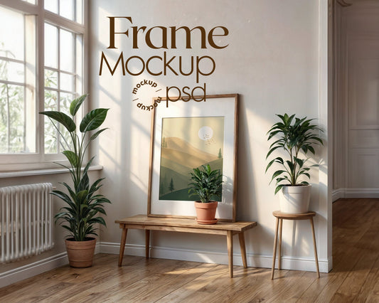 Frame Mockup in Home Interior PSD | Frame Mockup Frames | Interior Wall Poster | Interior Poster Shop Mockup